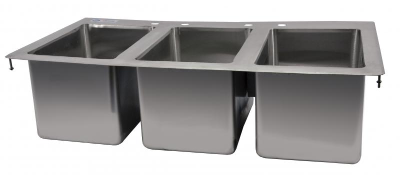 10� x 14� x 10� Stainless Steel Triple Drop in Sink with Flat Top 1 10� x 14� x 10� Stainless Steel Triple Drop in Sink with Flat Top
